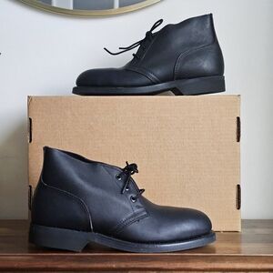 Vintage 1994 U.S. Military Steel Toe Chukka Boots Black Leather Men 6.5 Wide NOS